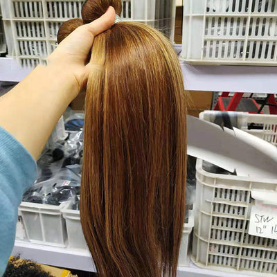 Highlight Straight Brazilian Human Hair Bundles with Closure – 100% Real Hair